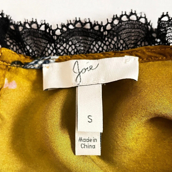 Joie Women's Silk Floral Gold Long Sleeve Peplum Blouse W/ Camisole Sz Small - Picture 11 of 11